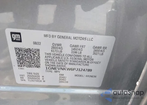 2023 Chevrolet Traverse Awd High Country from USA, damaged, VIN 1GNEVNKW6PJ124789